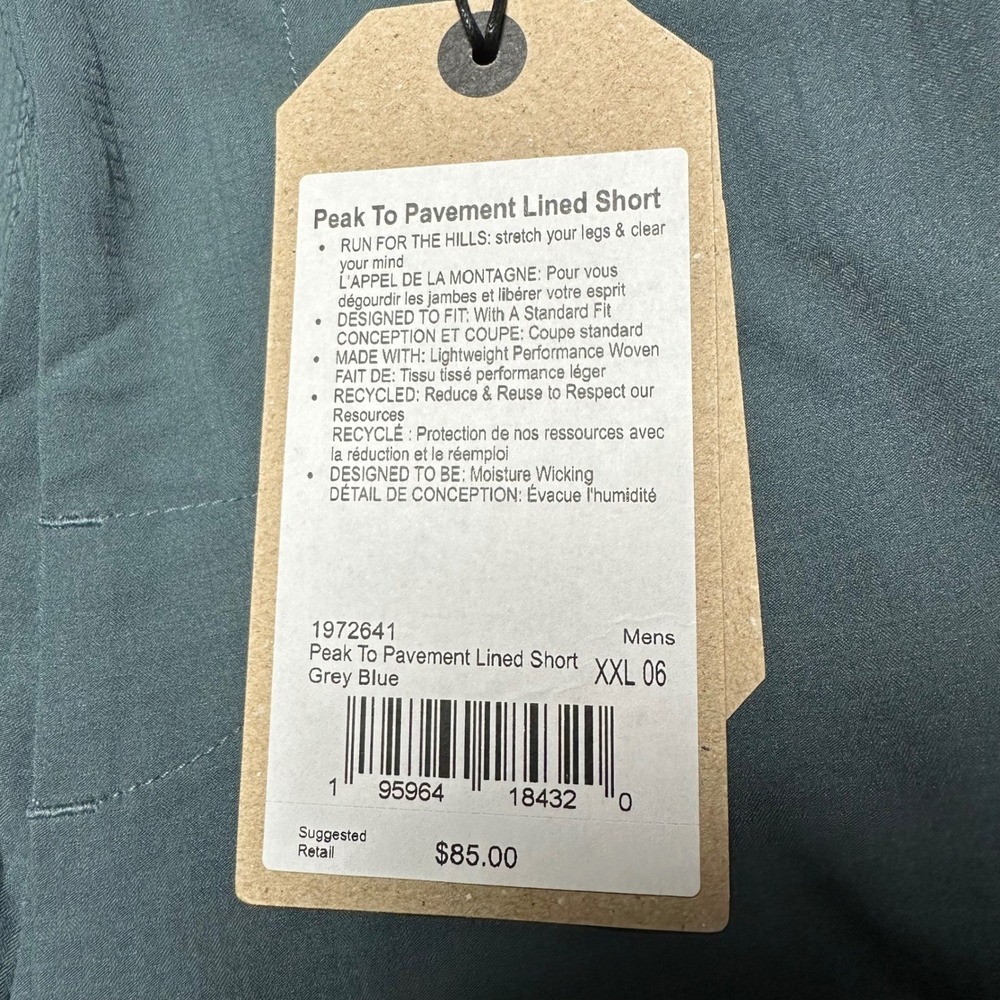Prana Peak To Pavement Lined Short Mens XXL 6" Grey Blue 1972641 NWT - Picture 4 of 4